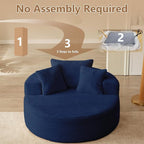 Oversized Round Chair Lounge Chaise Indoor, Upholstered Corduroy Deep Seat - Image 6