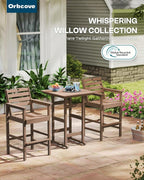 3-Piece Bar Height Patio Table and Chairs Set, HDPE Wood Grain Outdoor Bar - Image 2