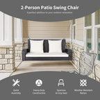 RELAX4LIFE 2-Seat Rattan Porch Swing, Wicker Outdoor Swings w/7.9 Ft Solid - Image 7