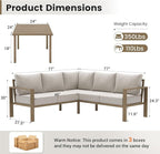 UDPATIO 6 Piece Patio Furniture Set, Faux Wood Metal Outdoor Sectional Sofa - Image 7