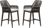 PURPLE LEAF Outdoor 24" Counter Height Bar Stools Chair Set of 2, All Weather by PURPLELEAF