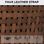 Grand patio 9-Piece Outdoor Dining Set, 8 Leather-Look Wicker Swivel Patio - Image 7