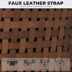 Grand patio 7-Piece Outdoor Dining Set, 6 Leather-Look Wicker Swivel Patio - Image 5