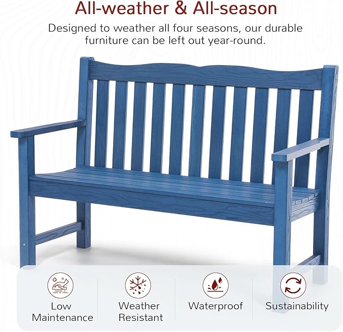 Stoog Outdoor Bench & Chairs Set, All-Weather Patio Furniture Set, Include 2 - Image 2
