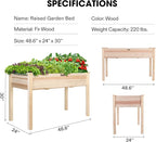 VIVOSUN Elevated Wooden Raised Garden Bed, Outdoor Wood Planter Box w Bed Liner - Image 3