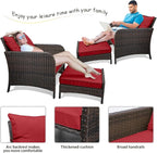 LEVELEVE Balcony Furniture 5 Piece Patio Conversation Set, PE Wicker Rattan - Image 5