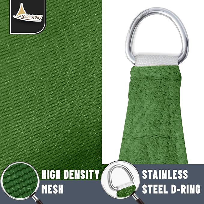 LOVE STORY Custom Size 9'x9' Piquant Green Sun Shade Sail Rectangle UV Block - Image 5