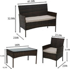PayLessHere 4 Pieces Patio Furniture Set Rattan Outside Furniture Wicker Sofa - Image 7