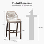 PURPLE LEAF Patio Bar Stool Bar Height Set of 4 Outdoor Rattan Chairs - Image 3