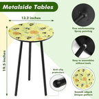 Metal Outdoor Side Tables Set of Two Small Outside Round End Table - Image 3