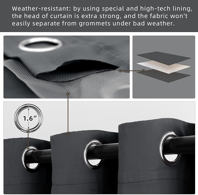 Waterproof Outdoor Curtain W52 x L84 - Image 3
