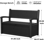 EasyUp 80 Gallon Outdoor Storage Bench Lockable Deck Box Outdoor Storage Box - Image 6