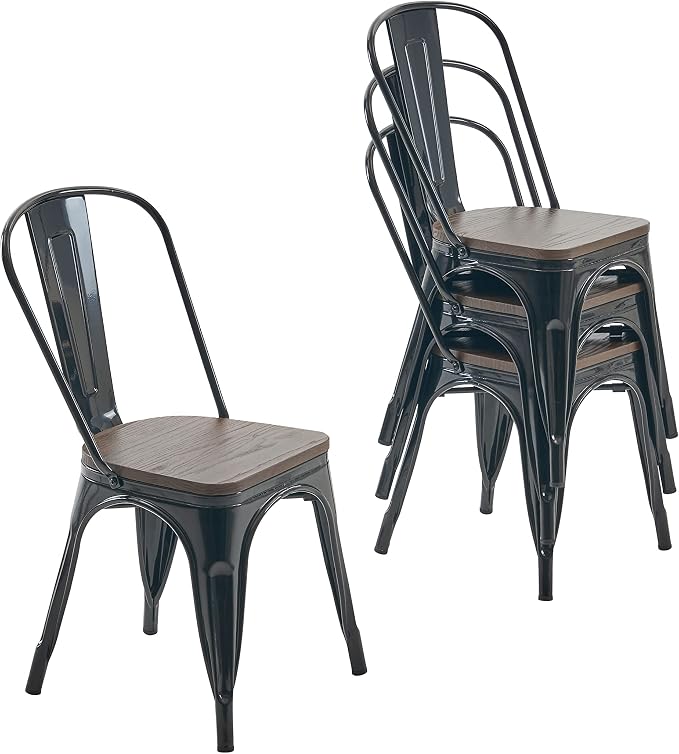 Nazhura Metal Dining Chair Farmhouse Tolix Style by NazhuraGoodCompanionAtHome
