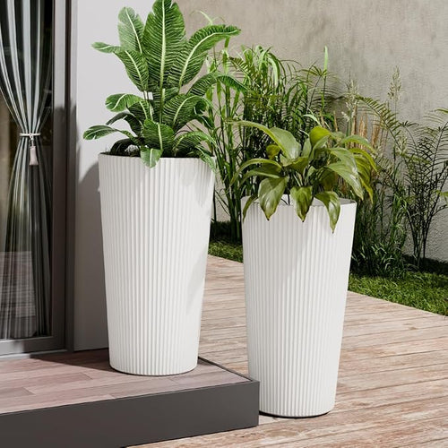 23.6" Tall Planters for Outdoor Plants, Large Outdoor Planters for Front Porch by Outdoorchairs