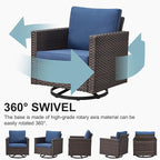 Belord 5 Pieces Wicker Patio Furniture Set: 4 Outdoor Swivel Glider Rocker - Image 3
