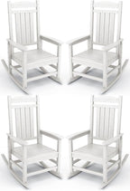 KINGYES HDPE Patio Rocking Chair Set of 4, Outdoor Rocking Chairs Porch Rocker by KINGYES