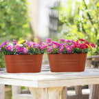 3 Pack Metal Railing Planters, 10.5" Oval Hanging Flower Pots - Image 8