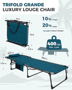 KingCamp Oversized Tanning Chair, Extra-Wide Padded Folding Chase Lounge Chairs - Image 2