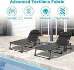 ABORON 2PK Heavy Duty Tanning Chair, 5-Gear Outdoor Folding Chaise Lounge Chair - Image 6