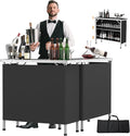VINGLI 43" Portable Bar Table, 3-Tier Shelves, Mobile Bar Table by VINGLI