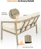 Outdoor Patio Loveseat, Never-Rust Aluminum Outdoor Loveseat Couch - Image 9