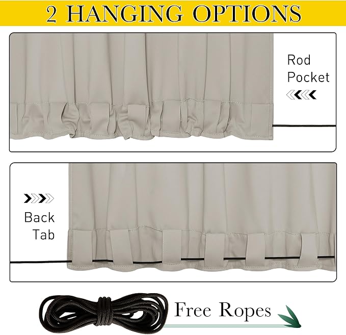 NICETOWN 2 Panels Weighted Outdoor Curtains - Image 2