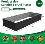 Vengarus 2 Pack 9x3x1FT Galvanized Raised Garden Bed Kit, Outdoor Metal Planter - Image 2