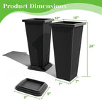 FENCY Set of 2 Tall Planters for Outdoor Plants, 24 Inch Large Tapered Pots - Image 3