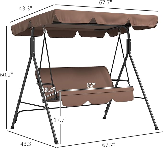 Outsunny 3-Seat Outdoor Patio Swing Chair - Image 7