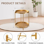 danpinera 2-Tier End Table, Outdoor Side Table, Metal Round Desk - Image 3