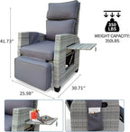 Wicker Outdoor Recliner | 145° Wicker Patio Reclining Chair - Image 2