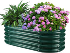 17" Tall Outdoor Garden Raised Garden Bed Kits, 4ft X 2ft Oval, 0.8MM Thick by YSEJOMP