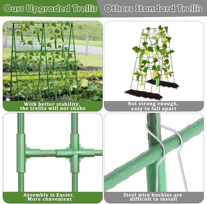 2 Packs Cucumber Trellis for Raised Beds, 31 X 47 Inch Adjustable Size A-Frame - Image 4
