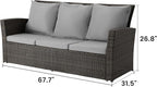 Wisteria Lane All Weather Wicker Patio Couch, 3 Seats Patio Sofa - Image 2