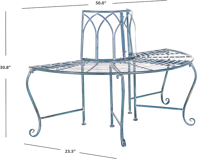 SAFAVIEH Outdoor Furniture Collection – Abia Antique Blue Distressed Wrought - Image 3