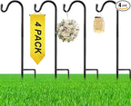 4 Pcs 15 Inch Shepherds Hook for Outdoor Adjustable Bird Feeder Pole Metal by Yetene