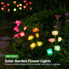 RECHOO Solar Garden Lights Outdoor Decorative, 3 Pack Solar Flower Lights - Image 7