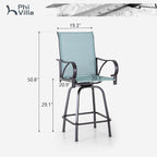 PHI VILLA Outdoor Bar Stools Set of 6, Swivel Patio Bar Stools & Chairs - Image 2