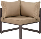 Modway Fortuna Aluminum Outdoor Patio Corner Chair in Brown Mocha - Image 3