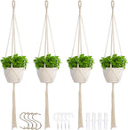 Macrame Plant Hangers Indoor Macrame, 4 Pack Hanging Planter Holder by petonfun