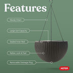 Keter Resin Rattan Set of 2 Round Hanging Planter Baskets - Image 5