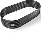 Land Guard Galvanized Metal Raised Garden Bed Kit, Oval Gardening Box, Patio - Image 2