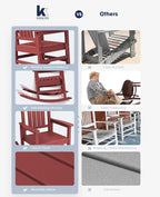 KINGYES Outdoor Rocking Chair Set of 2, High Density Polyethylene Patio Rocking - Image 6