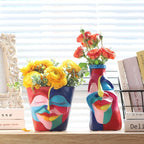 GUGUGO Abstract Rainbow Head Planter, Unique Face Plant Pot - Image 3
