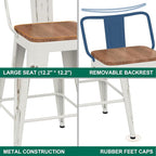 WENTMENT Bar Stools Set of 4, Industrial Style, Metal Frame, Distressed White - Image 6