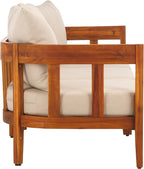 SAFAVIEH Outdoor Collection Owen Acacia Solid Wood Natural/Taupe Cushion - Image 9