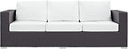 Modway Convene Wicker Rattan Outdoor Patio Sofa in Espresso White - Image 6