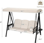 U-MAX 3-Seat Outdoor Patio Swing Chair, Swing Glider - Image 2