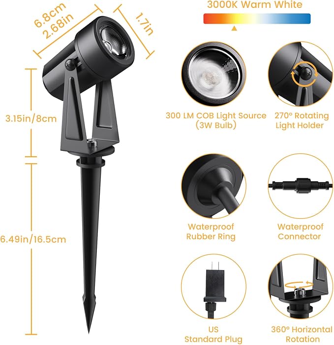 Low Voltage Landscape Lighting, 6 Pack Outdoor LED Landscape Spotlights - Image 2