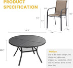 VICLLAX Patio Table and Chair Set of 6, All Weather Metal Round Outdoor Dining - Image 7
